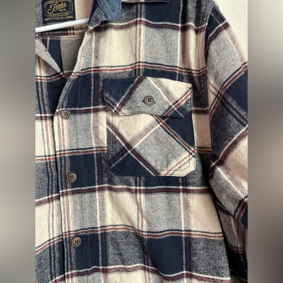 Jachs Heritage Flannel Mens Shirt in Blue and Cream size L - Picture 6 of 7